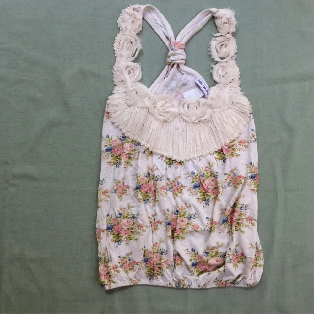 Body Central Women's Floral Racerback Tank Roses Size S